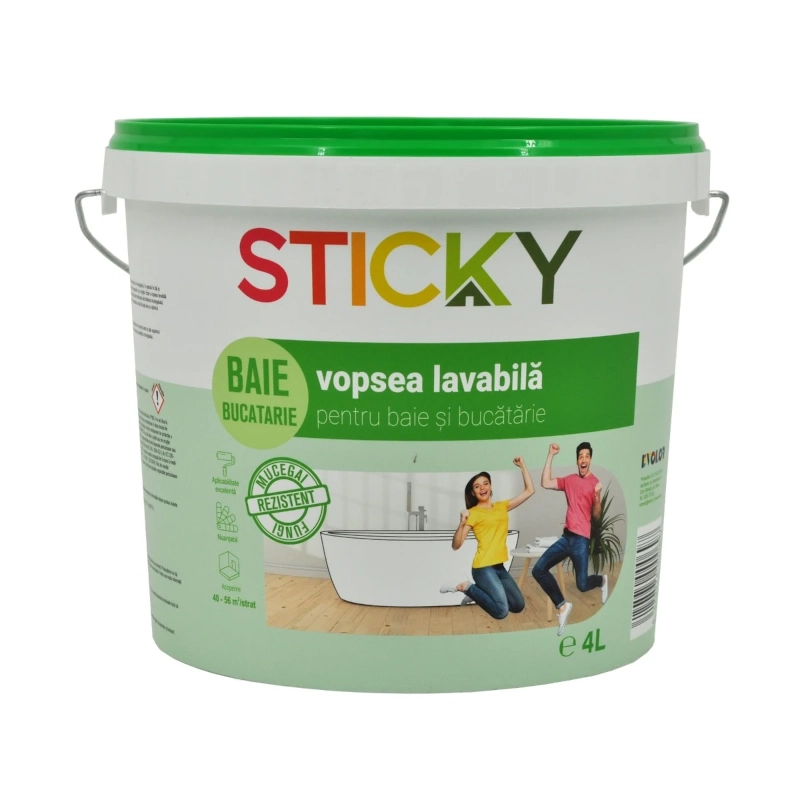 STICKY Vopsea lavabila pentru baie si bucatarie, 4 L