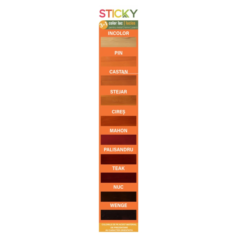 STICKY-COLOR, Lac alchidic lucios 3 in 1 COLORAT pentru lemn, metal şi piatră - imagine 2