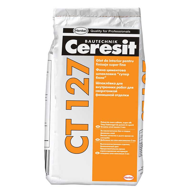 CERESIT Glet CT127, pentru finisaje fine, pe bază de ciment, interior - 5 Kg