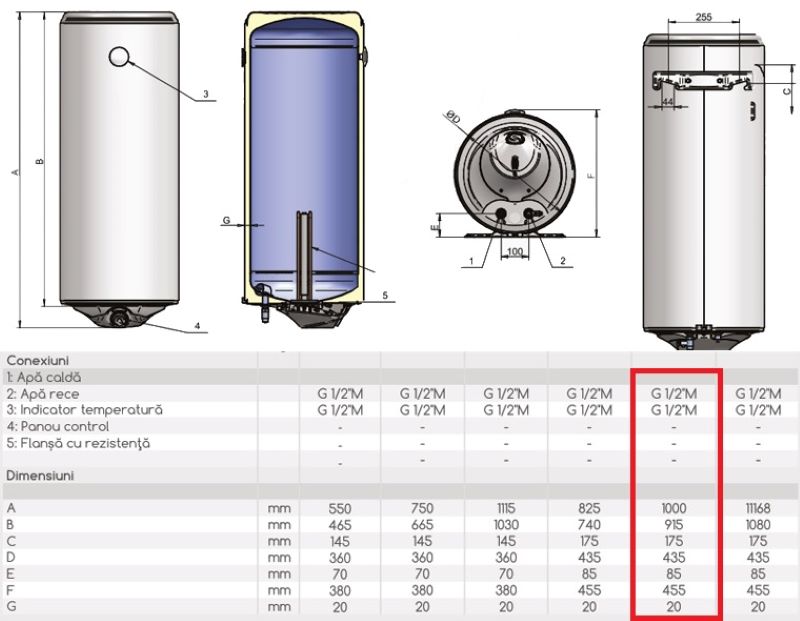 BOILER Electric Eldom STYLE 100 - 100 L - imagine 2