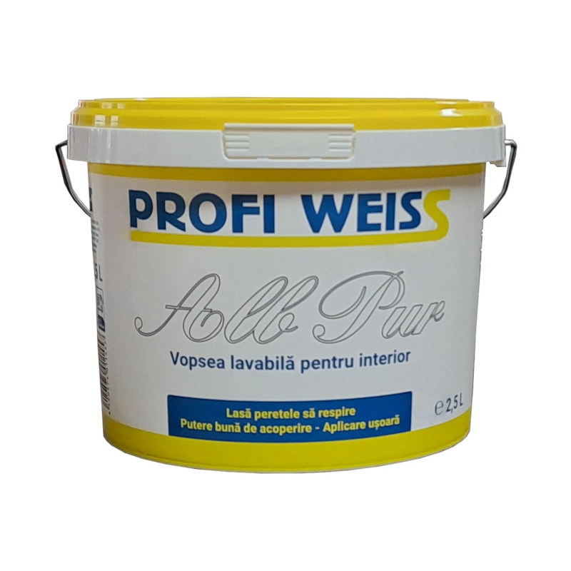 PROFI WEISS, Vopsea lavabila de interior,alba, 2.5L - imagine 2
