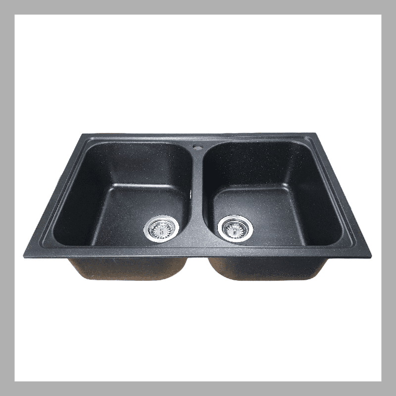 Chiuveta granit, EQUATORIA, negru metalic, 2 cuve - 12310