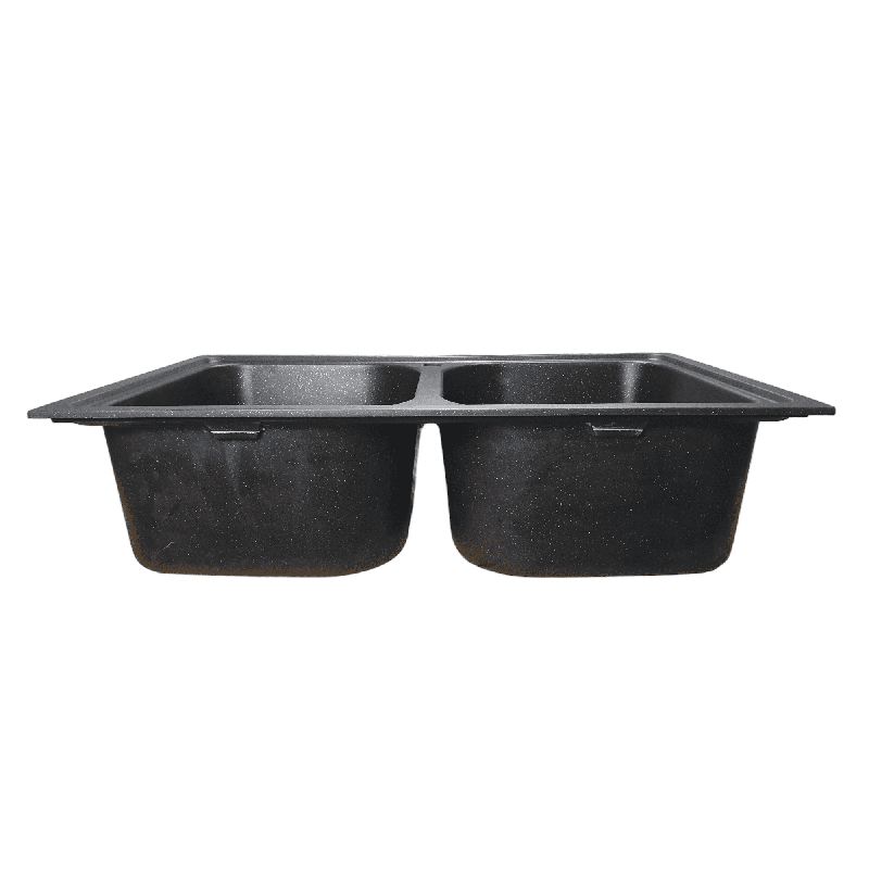 Chiuveta granit, EQUATORIA, negru metalic, 2 cuve - 12310 - imagine 4