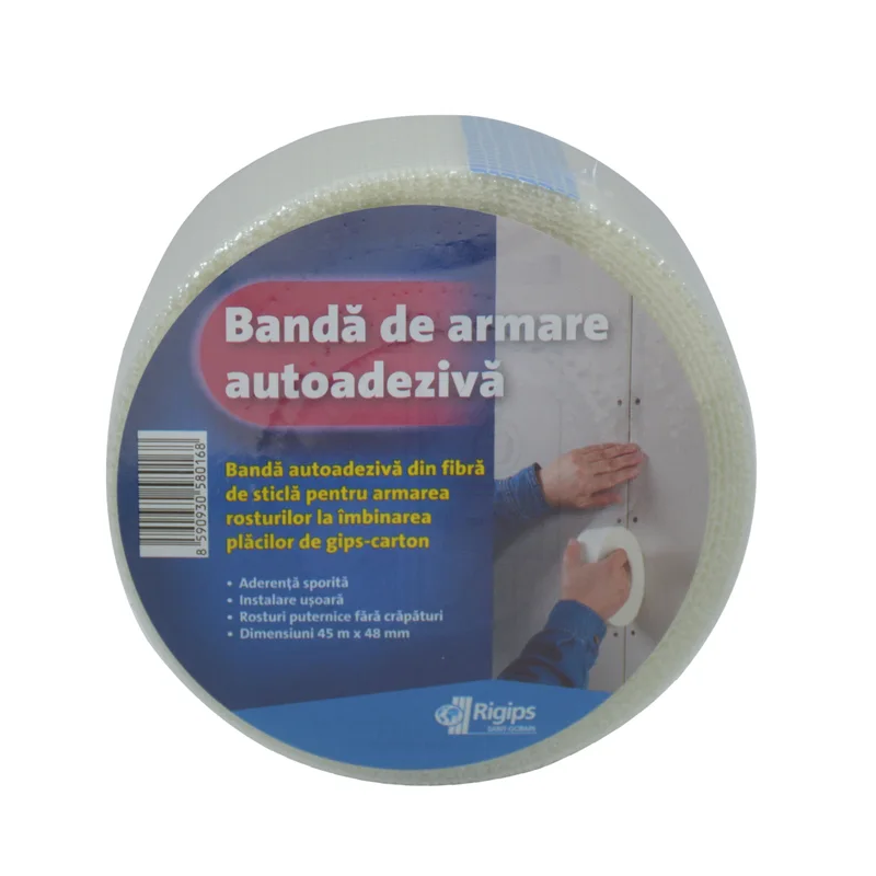 Banda armare Rigips, autoadeziva, fibra de sticla, 48 mm x 45 m