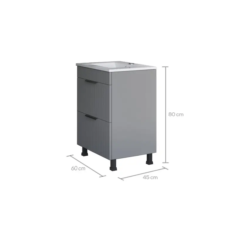 Mobilier baie, ESTRIADO Antracit, 60 cm - imagine 3